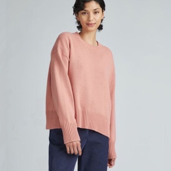 Everlane Organic Cotton The Boxy Everyday Sweater Light Pink Small - Picture 1 of 7